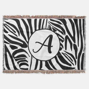 Bold Black and White Zebra Print Pattern Throw Blanket