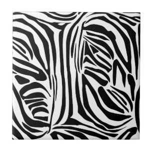 Bold Black and White Zebra Print Pattern Tile