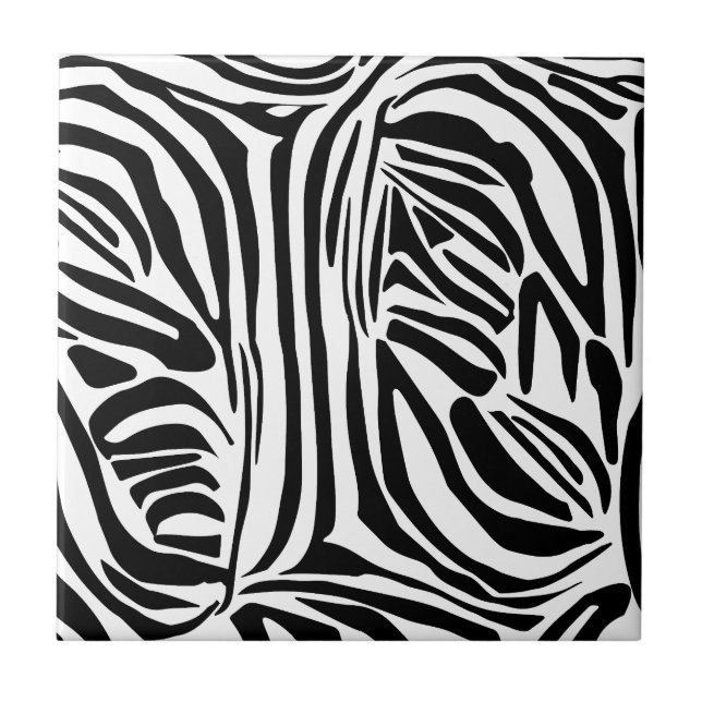 Bold Black and White Zebra Print Pattern Tile (Front)