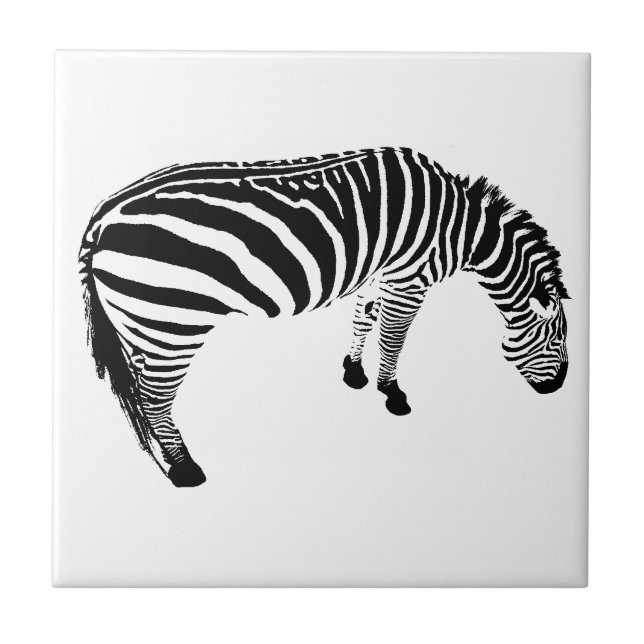 Bold Black and White Zebra Print Pattern Tile (Front)