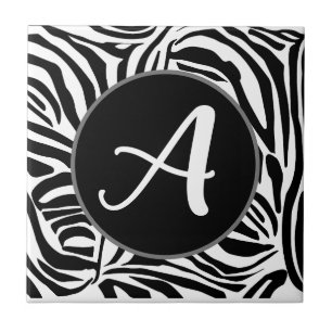Bold Black and White Zebra Print Pattern Tile