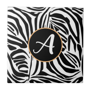 Bold Black and White Zebra Print Pattern Tile