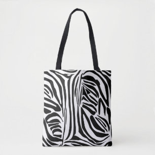 Bold Black and White Zebra Print Pattern Tote Bag
