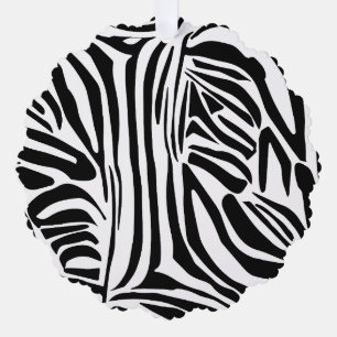 Bold Black and White Zebra Print Pattern Tree Decoration Card