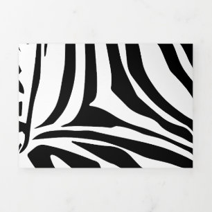 Bold Black and White Zebra Print Pattern Tri-Fold Holiday Card
