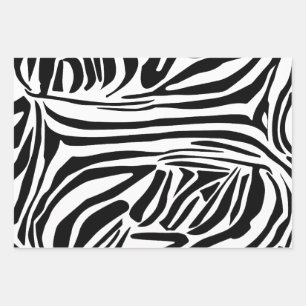 Bold Black and White Zebra Print Pattern Wrapping Paper Sheet