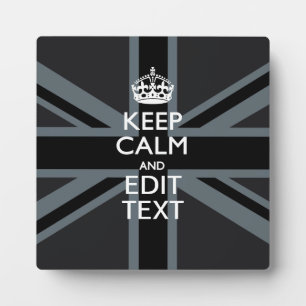 Bold Black Black Keep Calm Your Text Union Jack Plaque