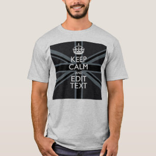 Bold Black Black Keep Calm Your Text Union Jack T-Shirt