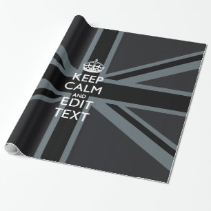Bold Black Black Keep Calm Your Text Union Jack Wrapping Paper