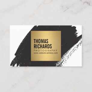 Bold Black Brushstroke Photographer Artist Business Card