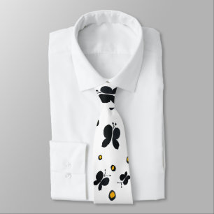 Bold Black Butterflies Neck Tie