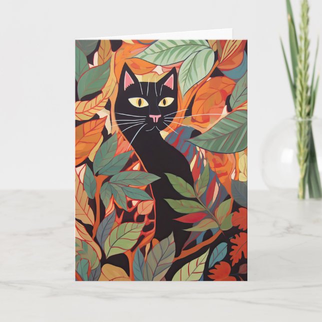 Bold Black Cat Painting Card (Front)
