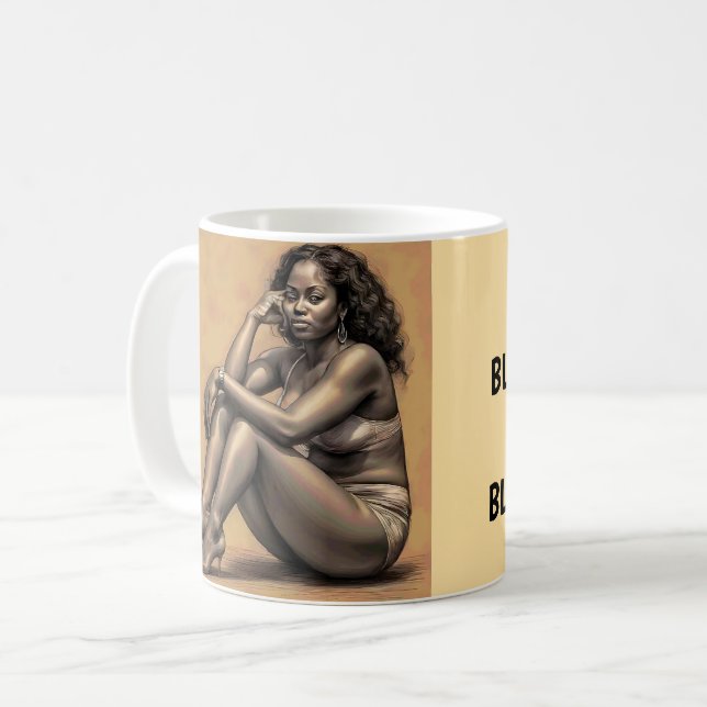 Bold Black Coffee & Black Beauty Mug (Front Left)