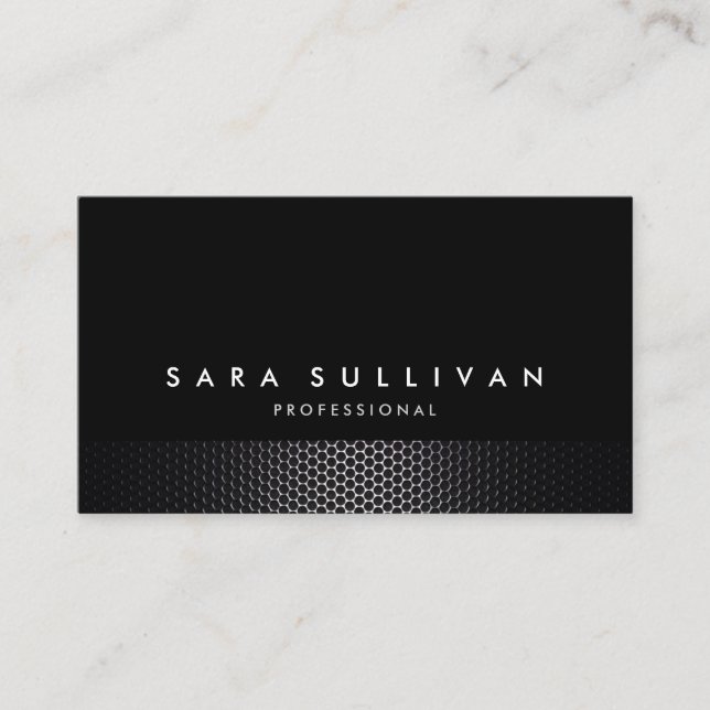 Bold Black Dark Metal Netting Texture BusinessCard Business Card (Front)