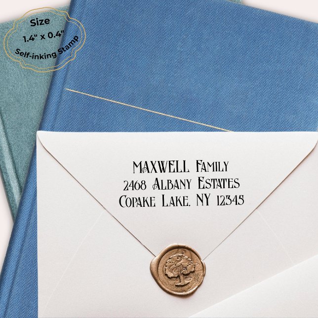 Bold Black Elegant Typography Monogram Self-inking Stamp (Family Name Return Address Classic Typography Self-Inking Rubber Stamp)