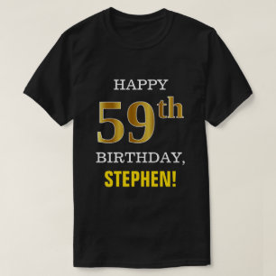 Bold, Black, Faux Gold 59th Birthday w/ Name Shirt