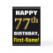 Bold, Black, Faux Gold 77th Birthday w/ Name Card
