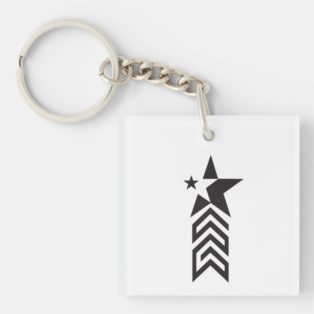 Bold Black Geometric Star Key Ring (Front)