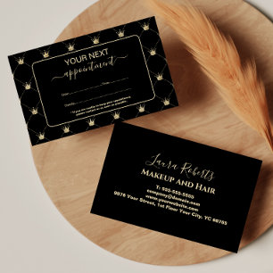 Bold Black Gold Crown Appointment Card