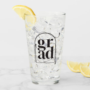 Bold Black GRAD Modern Arch Graduate Drinking Glass