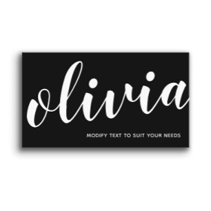 Bold Black Handwritten Script Calligraphy Business Card