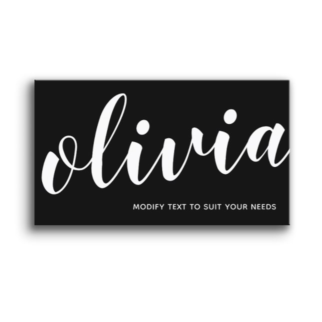 Bold Black Handwritten Script Calligraphy Business Card (Creator Uploaded)