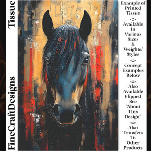 Bold Black Horse Stallion Portrait DE8L Decoupage Tissue Paper