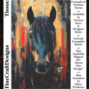 Bold Black Horse Stallion Portrait DE8R Decoupage Tissue Paper