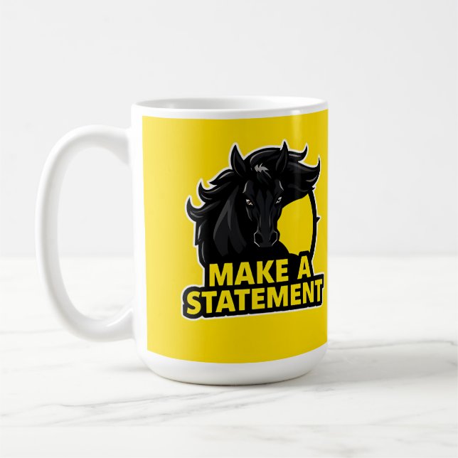 Bold Black Horse with Motivational Text Coffee Mug (Left)