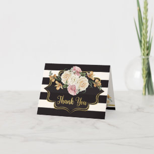 Bold Black, Ivory Stripes, Florals Thank You 2