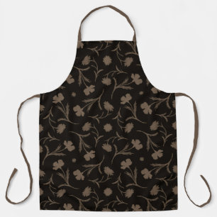 Bold Black Liberty Floral Pattern Classy Chic Dark Apron