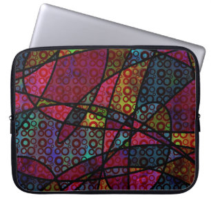 Bold Black Lines & Multicolored, Abstract Textures Laptop Sleeve