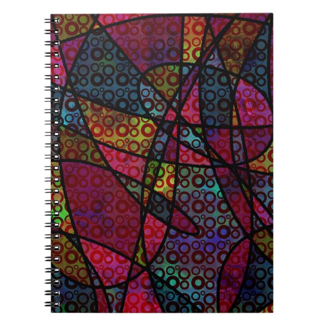 Bold Black Lines & Multicolored, Abstract Textures Notebook (Front)