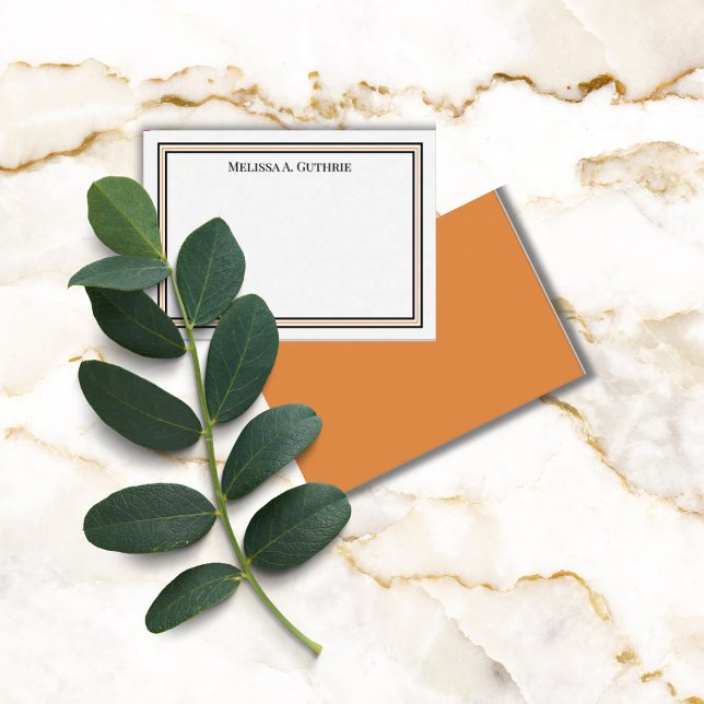 Bold Black Orange Border Personalised Name Card (Creator Uploaded)