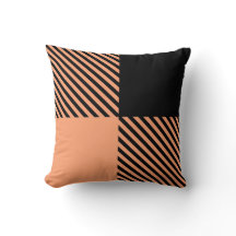 bold black orange peach throw pillow