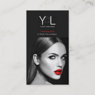 Bold Black Photographer QR code Social Media Photo Business Card