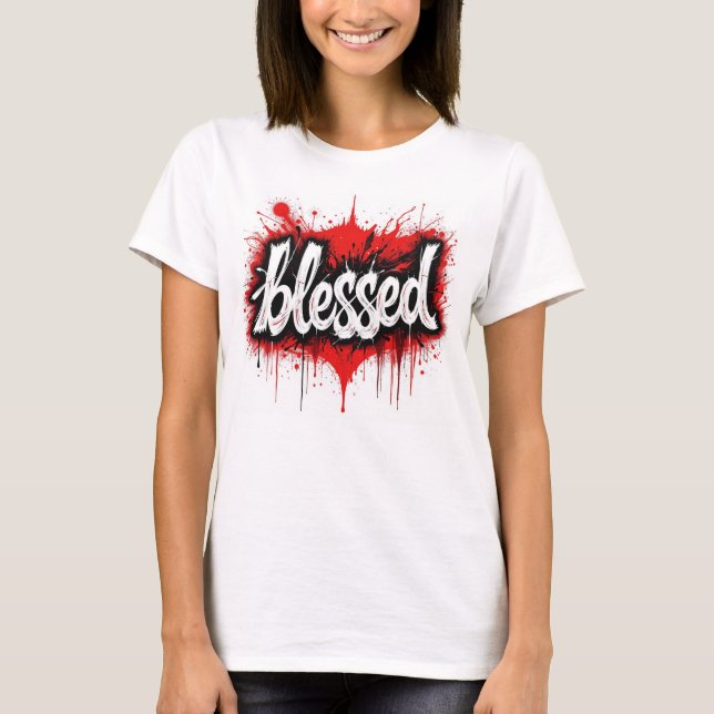 Bold Black & Red "Blessed" T-Shirt (Front)