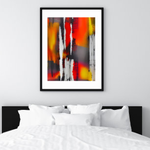 Bold Black Red & Yellow Modern Abstract unframed Poster
