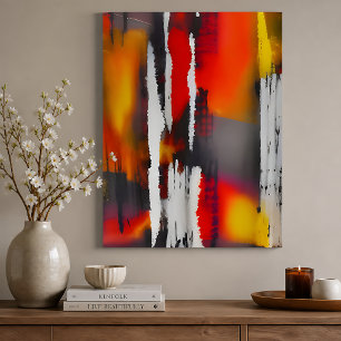 Bold Black Red & Yellow Modern Abstract unframed Poster
