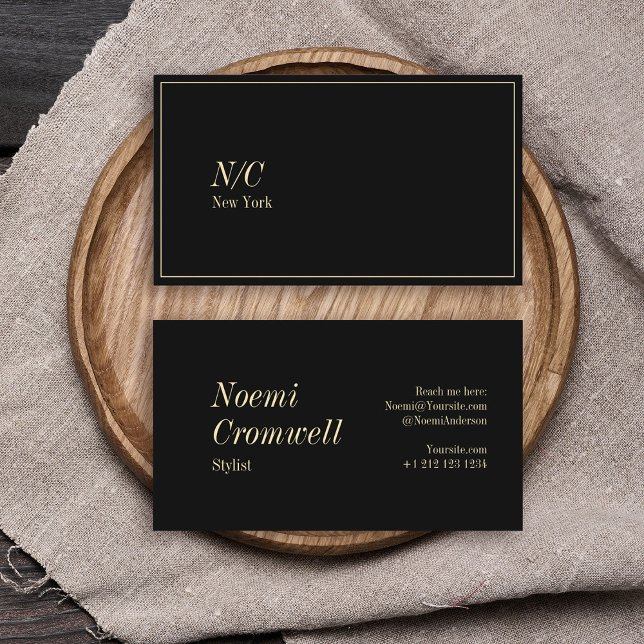 Bold Black Stylish Monogram Luxury Business Card (Creator Uploaded)