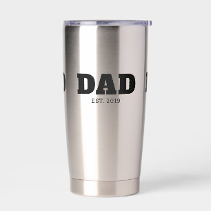 Bold Black Text Est Year Dad Insulated Tumbler