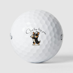 Bold Black Tri-Colour Corgi 'Short Legs, Long Game Golf Balls