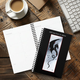 Bold Black Tribal Dragon Red Blue Flowers Planner