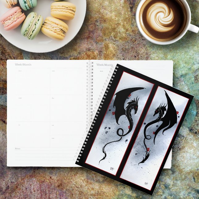 Bold Black Tribal Dragon Red Blue Flowers Planner (Creator Uploaded)