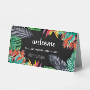 Bold Black Tropical Flowers Jungle Leaves Logo