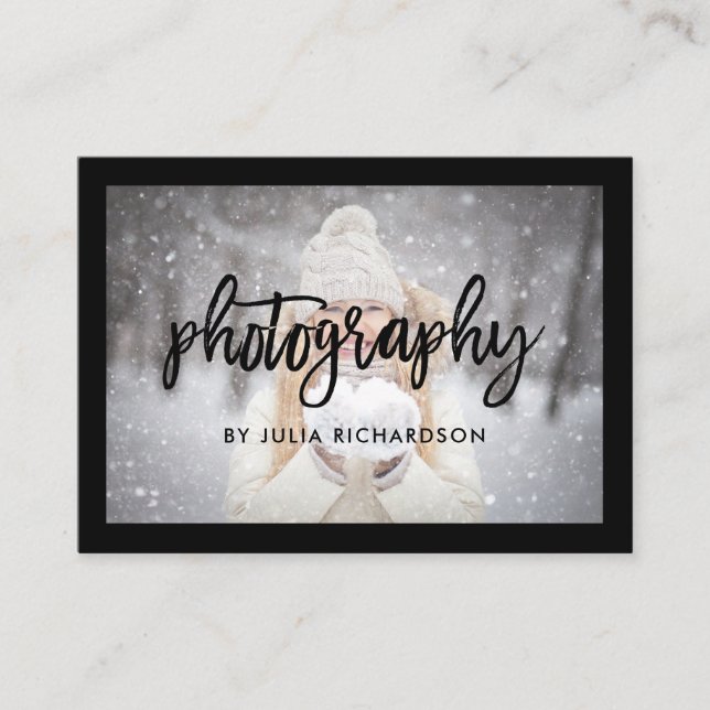 Bold Black | Two Photos for Photographers Business Card (Front)