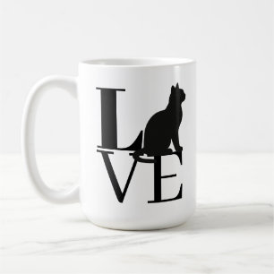 Bold Black Typography Cat Silhouette Cat Lovers Coffee Mug