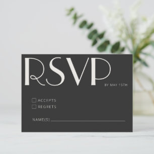 Bold Black Typography Modern Wedding Classy RSVP Card