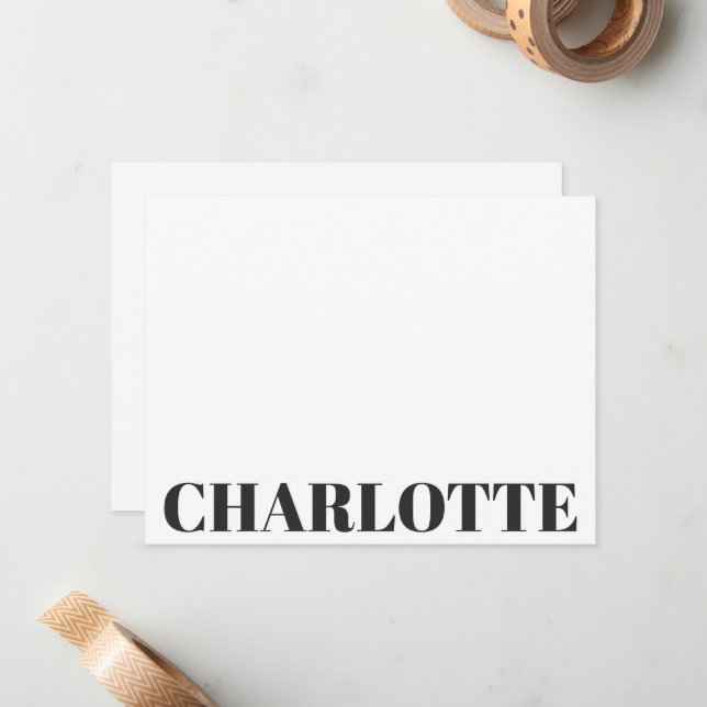 Bold Black Typography Personalised Name Chic Card (Front/Back In Situ)