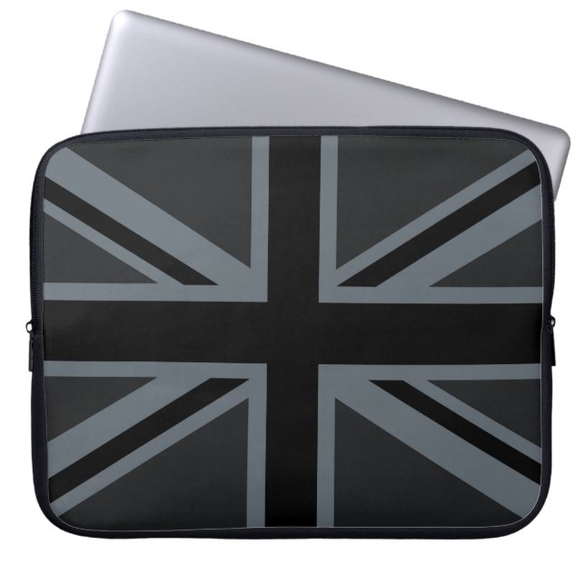 Bold Black Union Jack Laptop Sleeve (Front)